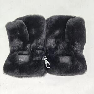UGG Faux Fur Fingerless Mitten Microfur Lining Gloves Size S/M Black